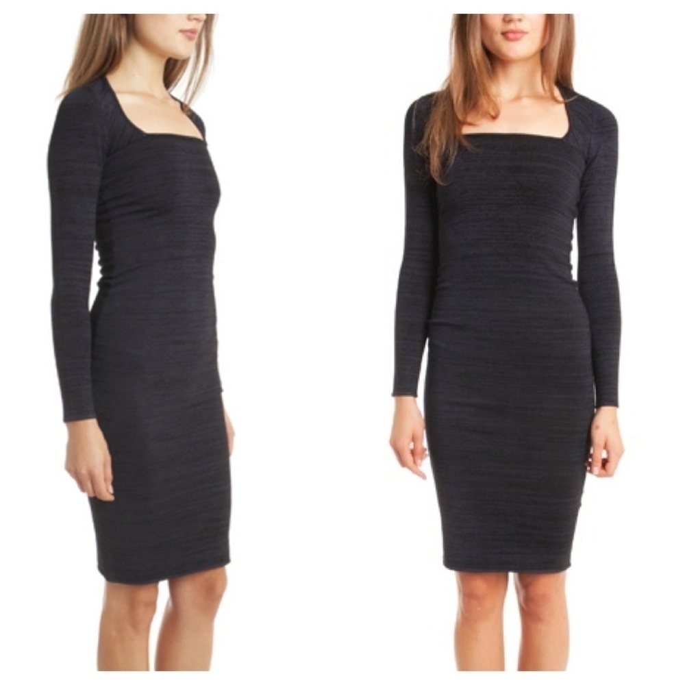 ALC / navy Bodycon midi knit sweateRee square neck dress XS